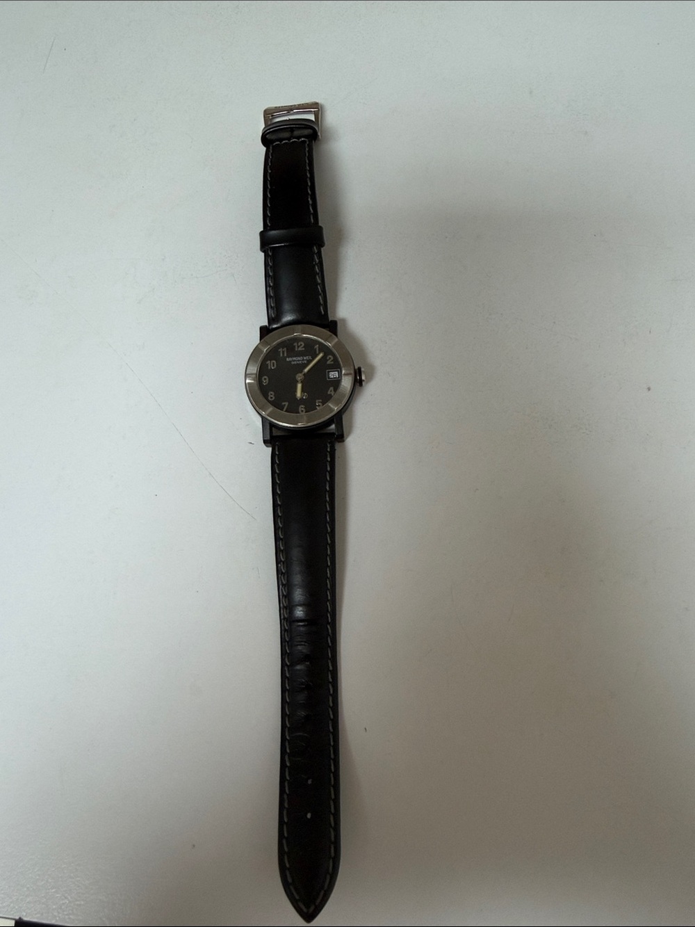 Raymond Weil Men's Parsifal rare blackBlack Leather Strap Watch with Silver Case